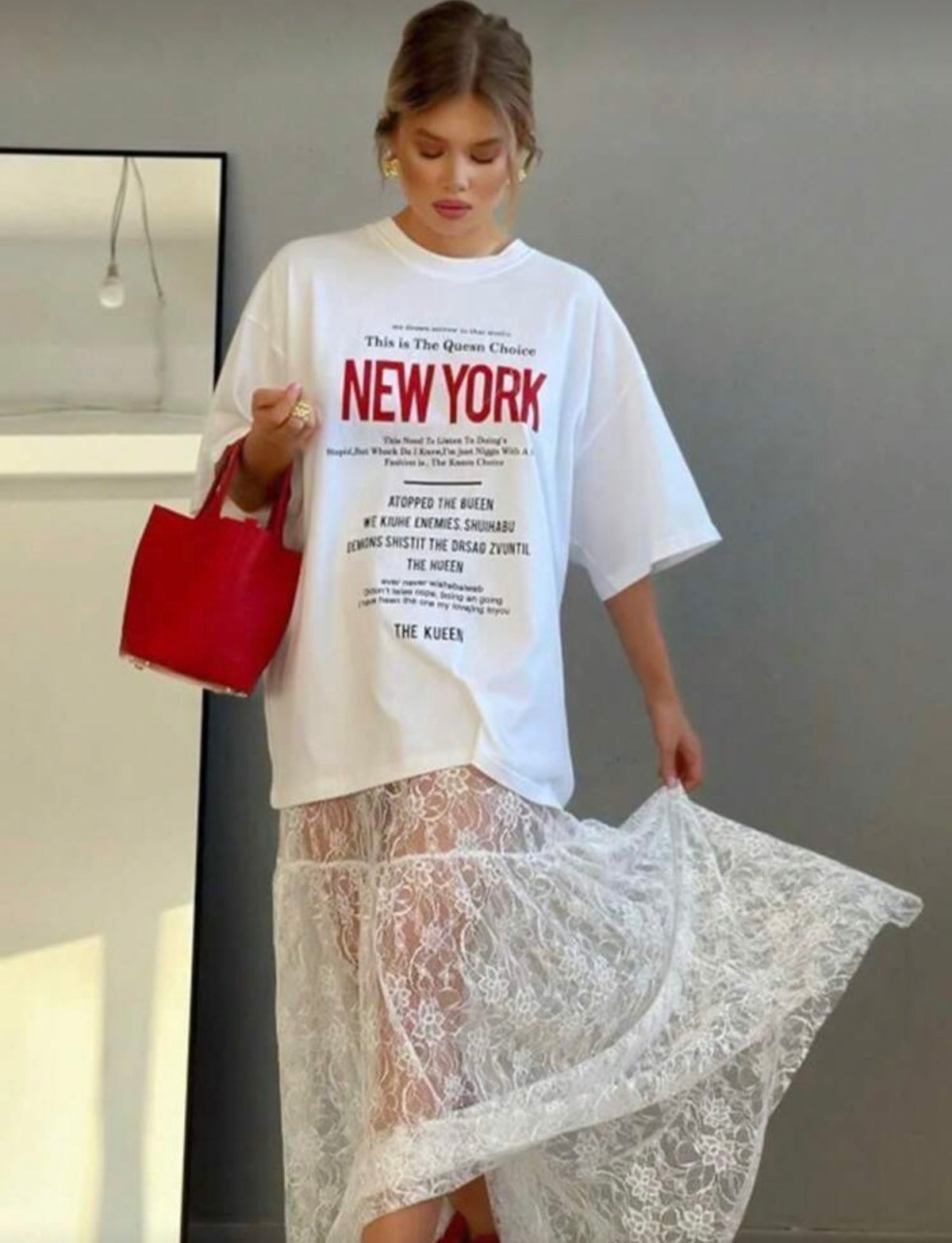 Falda encaje white