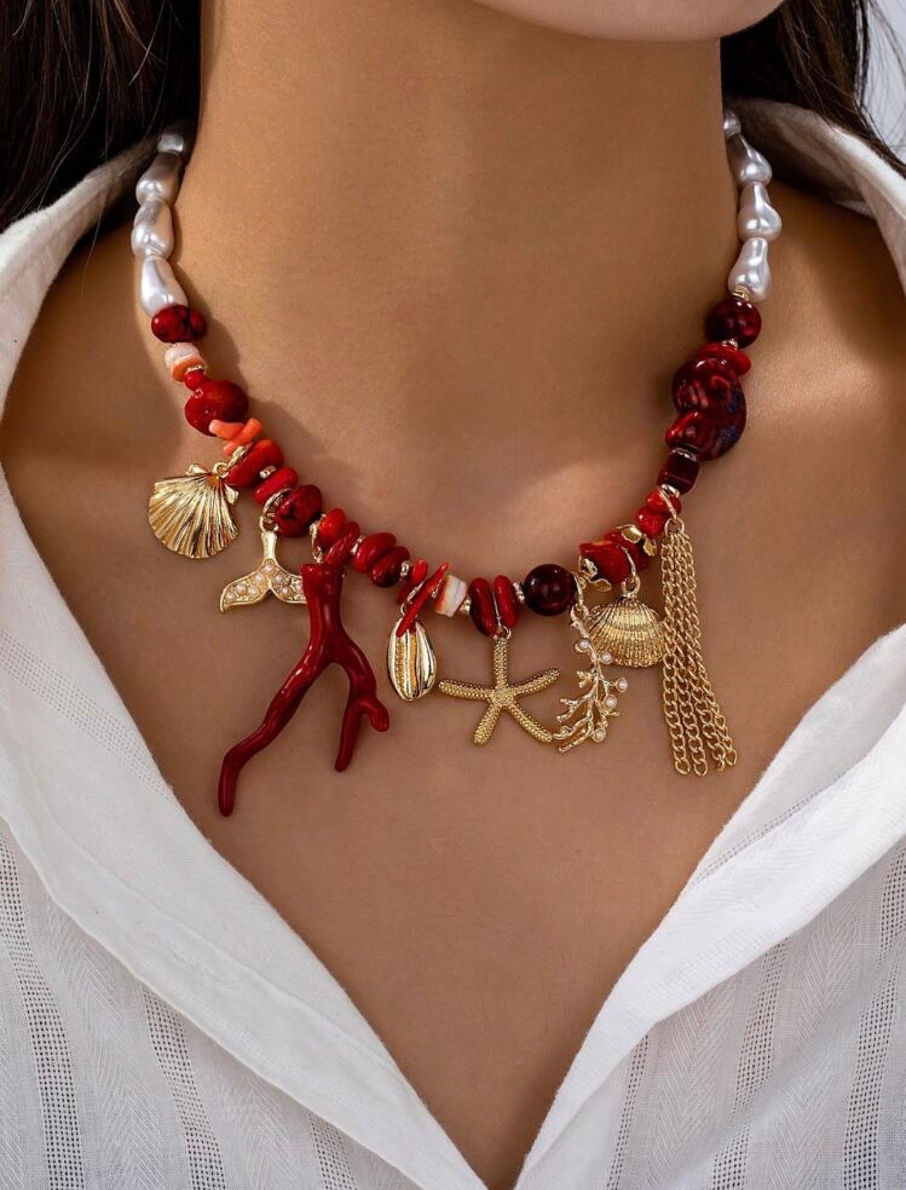 Collar alga roja marina