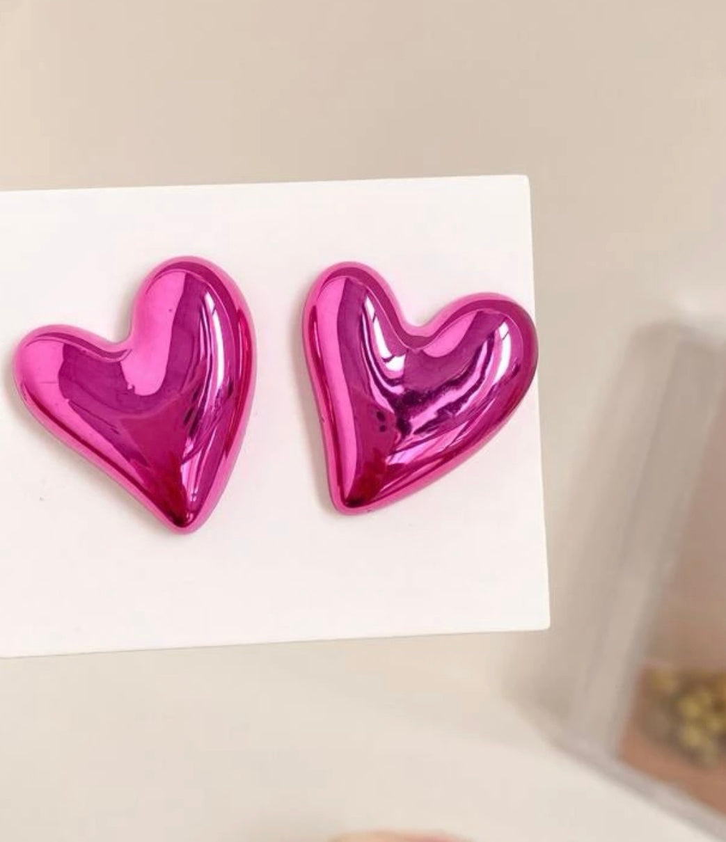 Metallic pink hearts