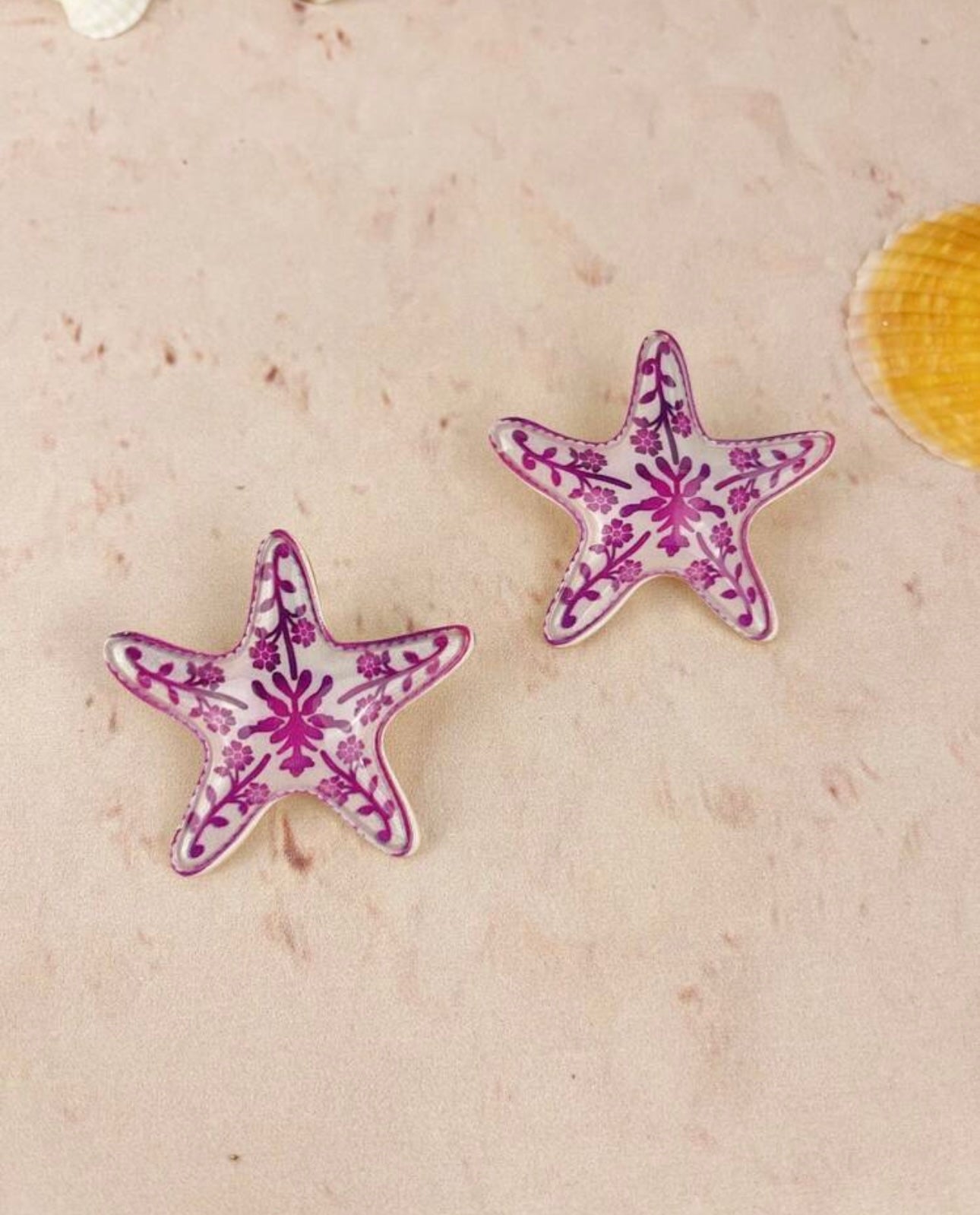 Aretes estrella de mar rosa