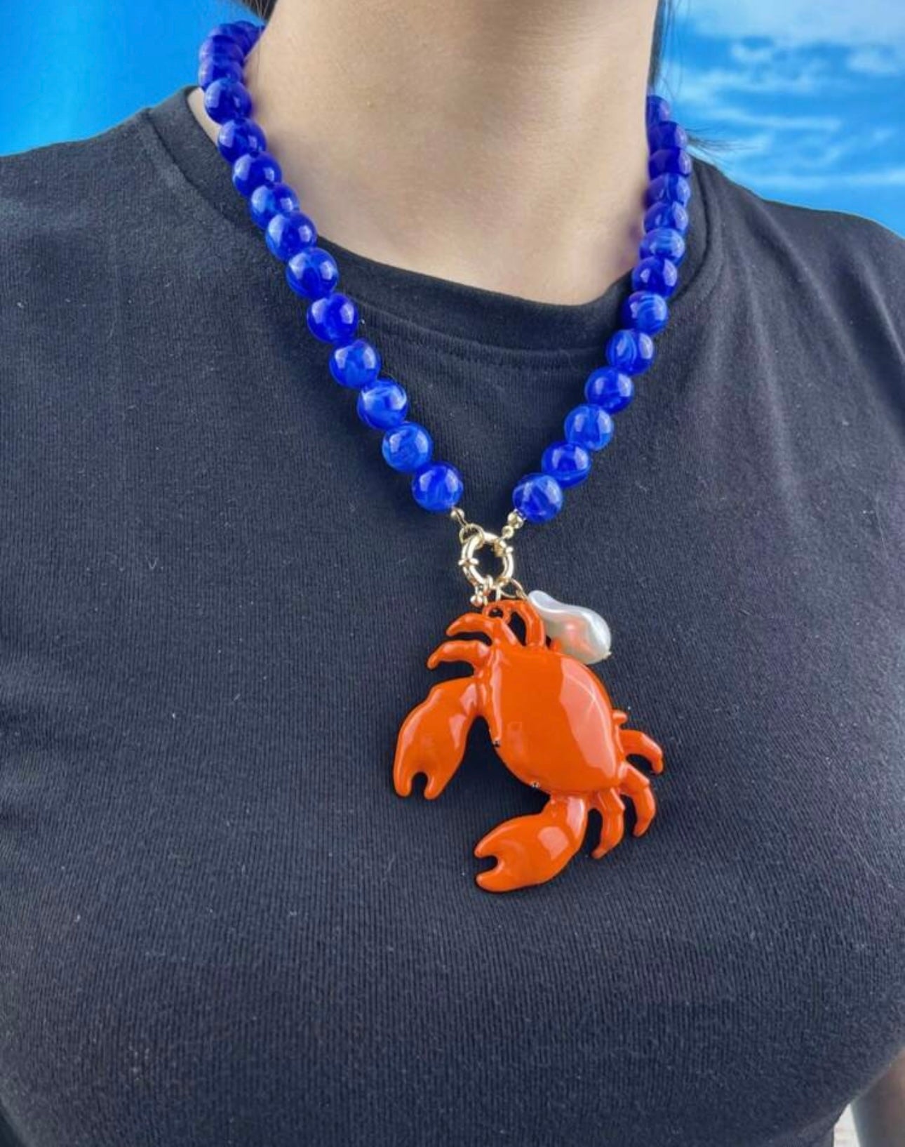 Collar azul cangrejo