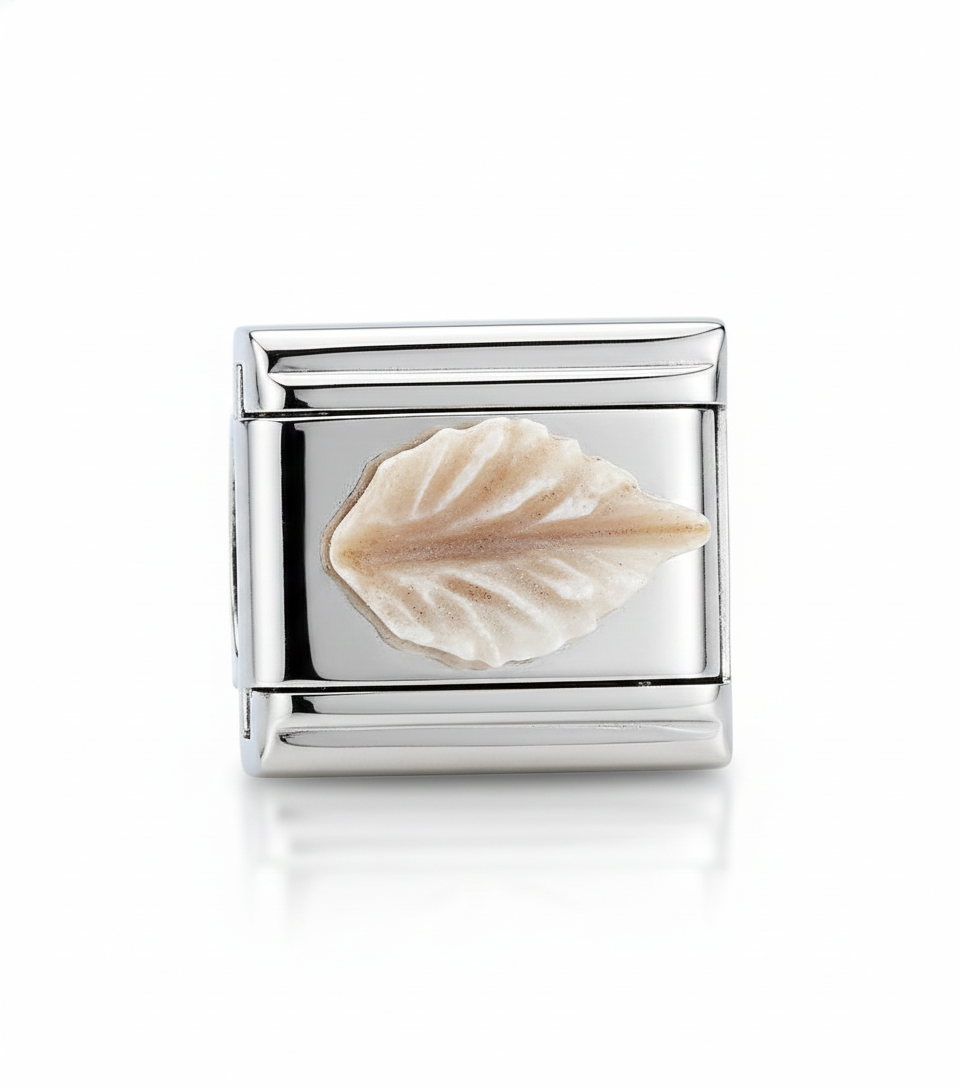 Charm Hoja blanca brillante