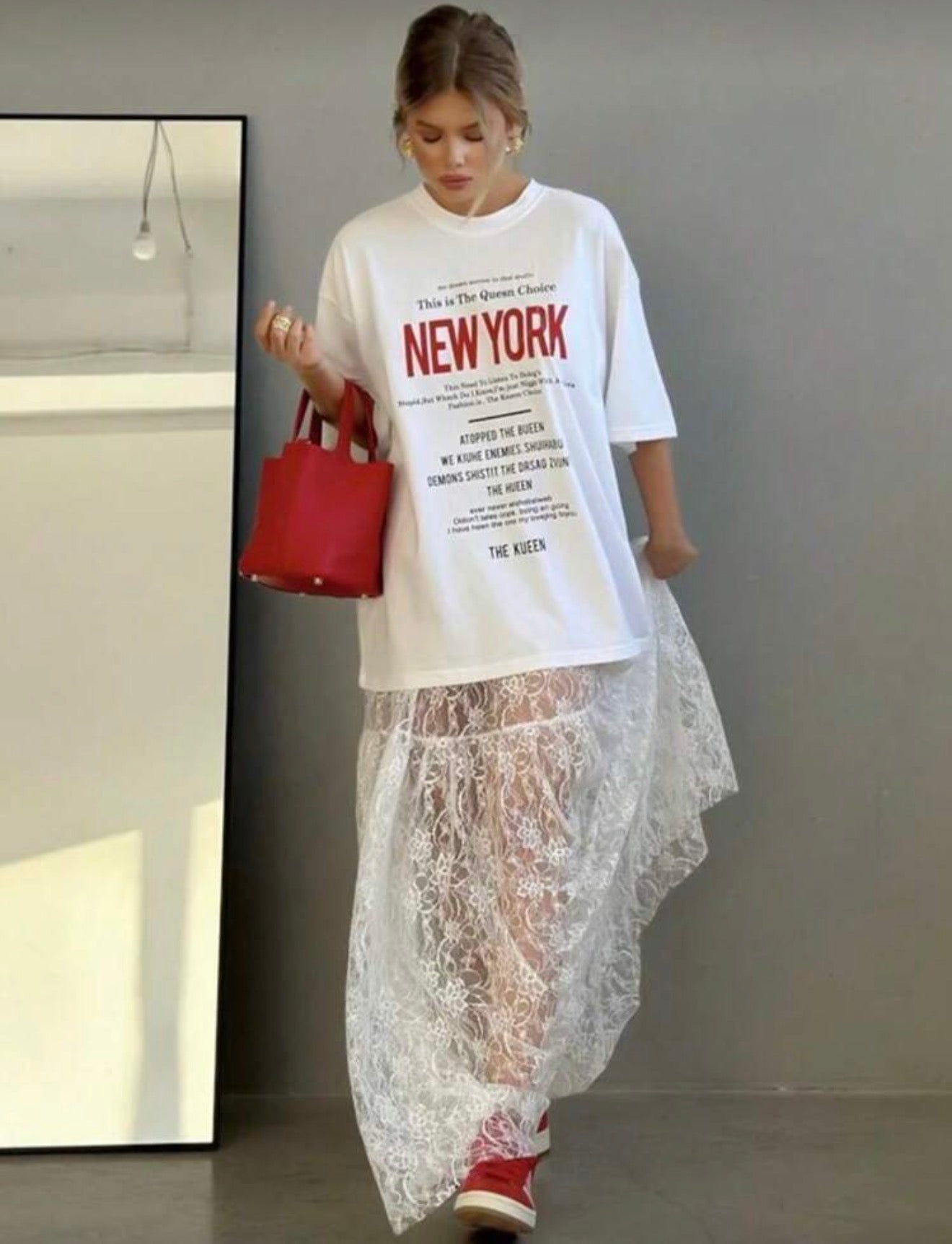 Falda encaje white
