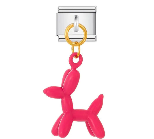 Charm perrito ballon rosa