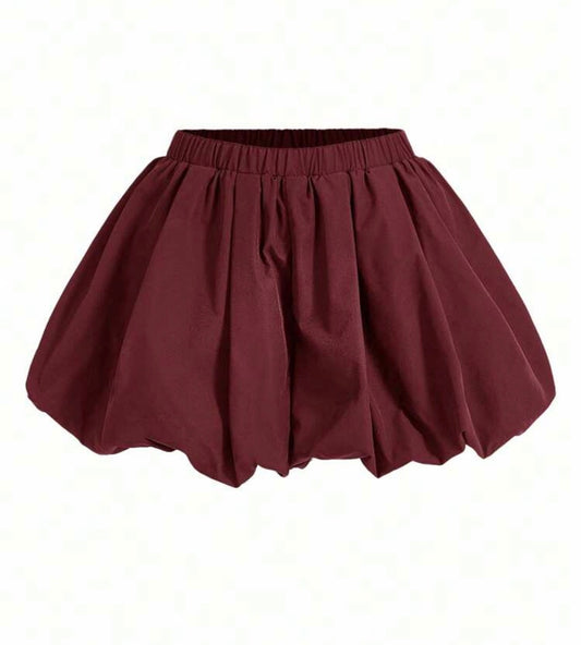 Falda short globo Burdeos