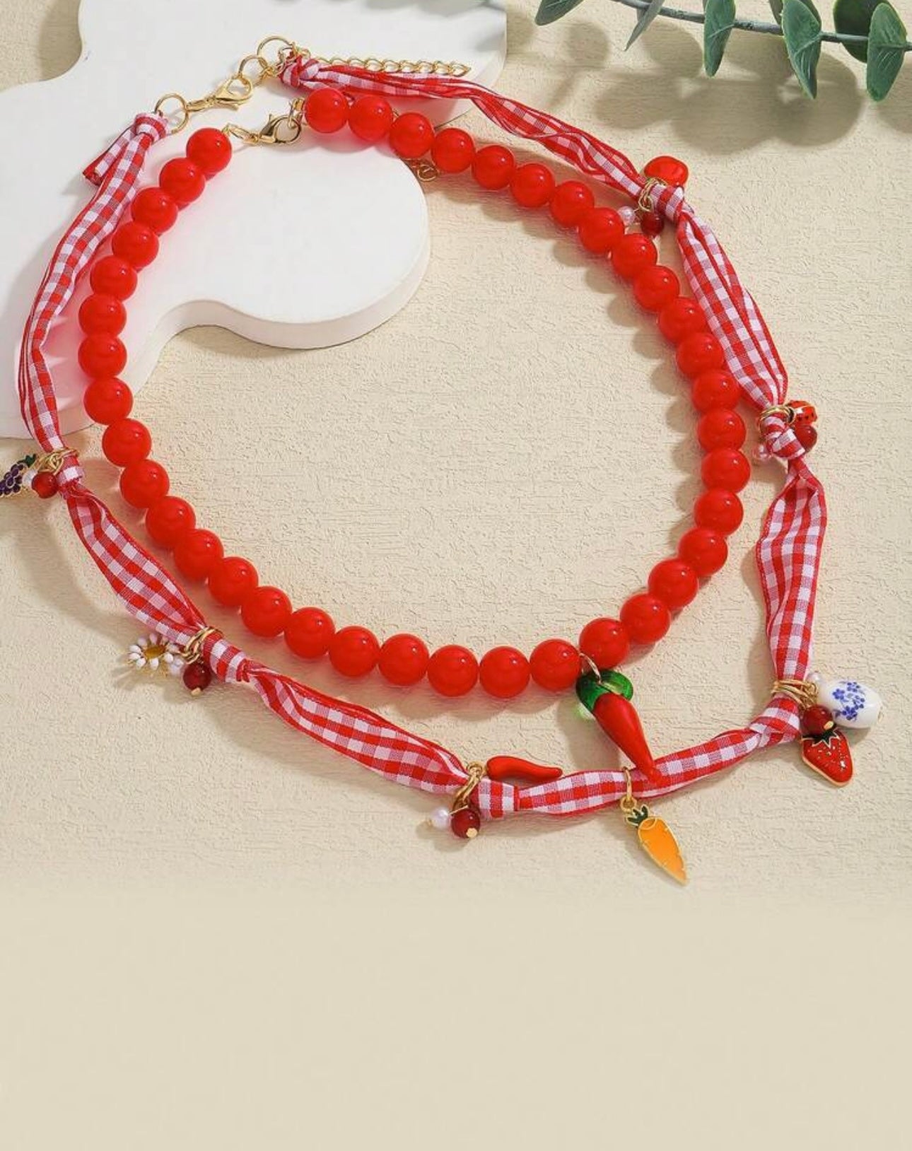 Collar Vichy rojo
