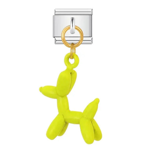 Charm perrito ballon amarillo neón