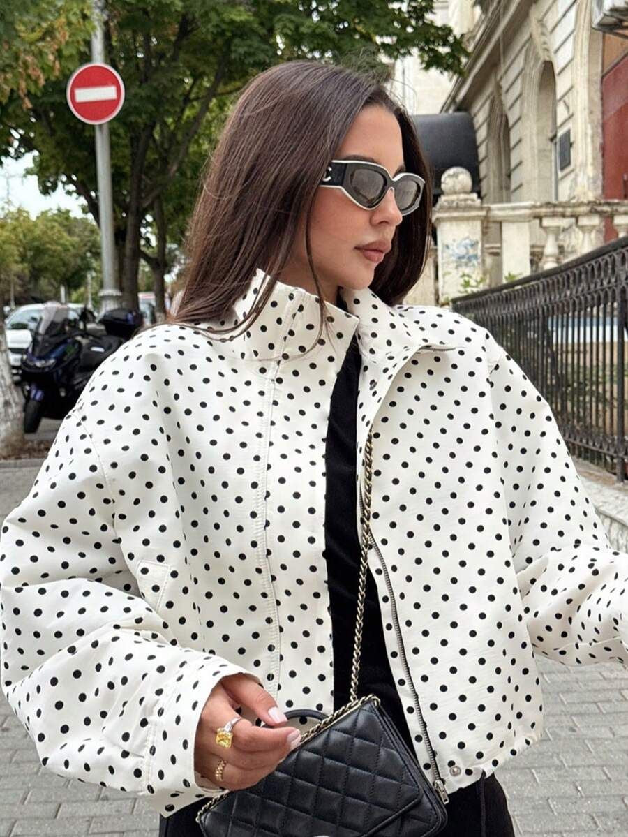 Chamarra polka dots blanca