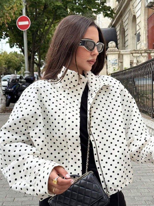 Chamarra polka dots blanca