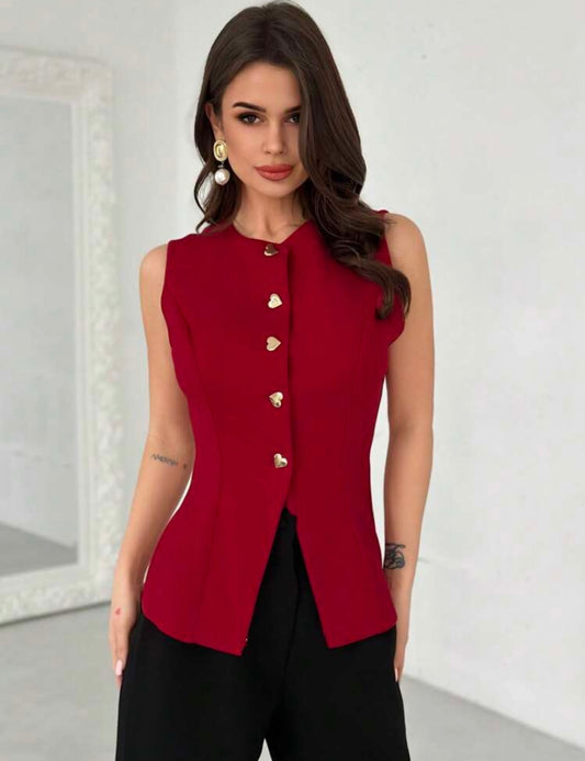 Chaleco rojo corazones