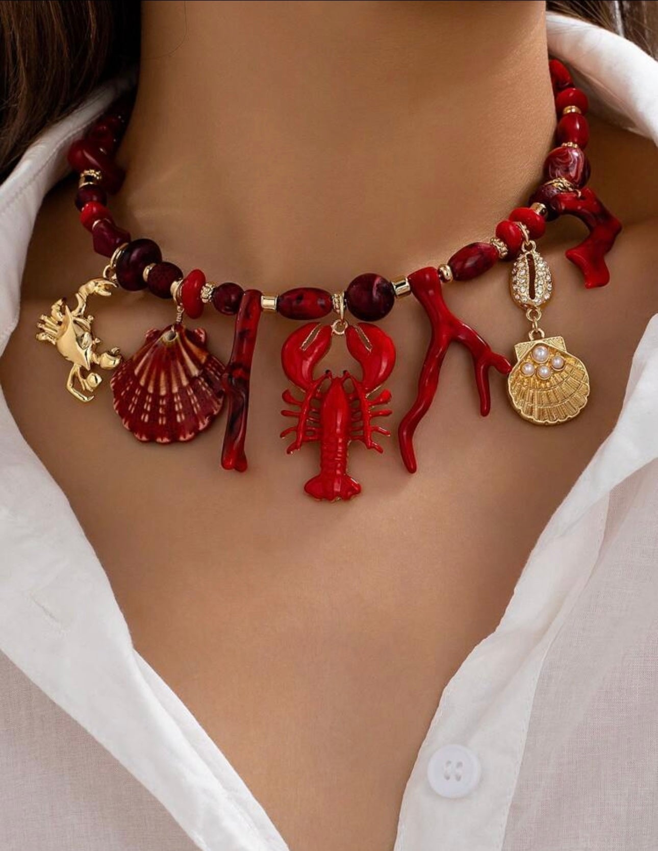 Collar rojo langosta - alga