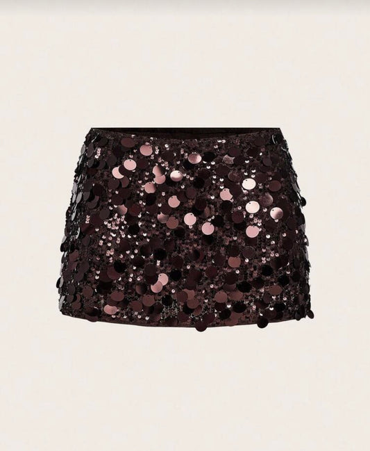 Falda lentejuelas marrón