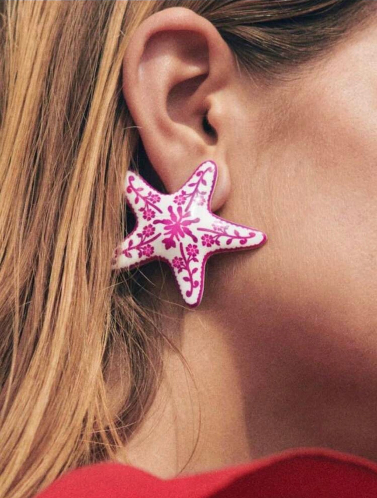Aretes estrella de mar rosa