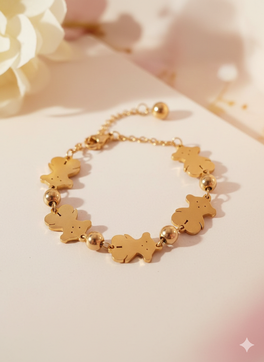 Pulsera dorada de ositos