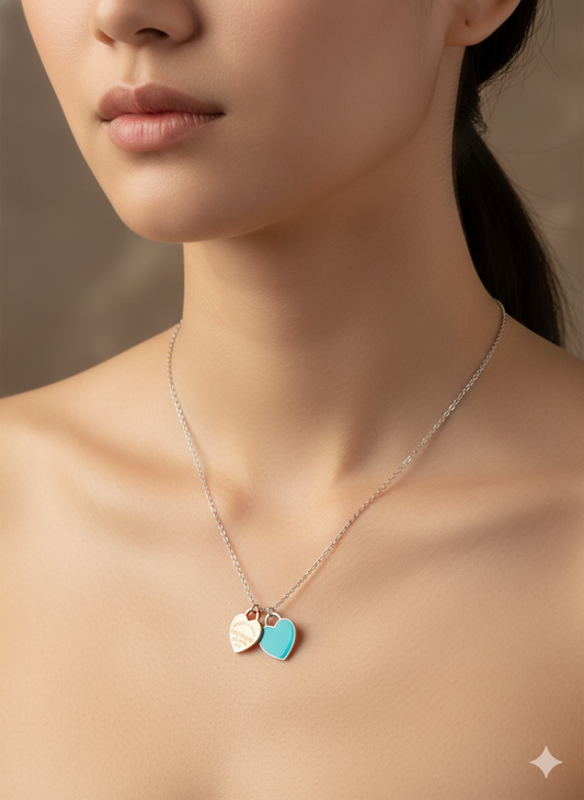 Collar Tiffany corazón plata y menta
