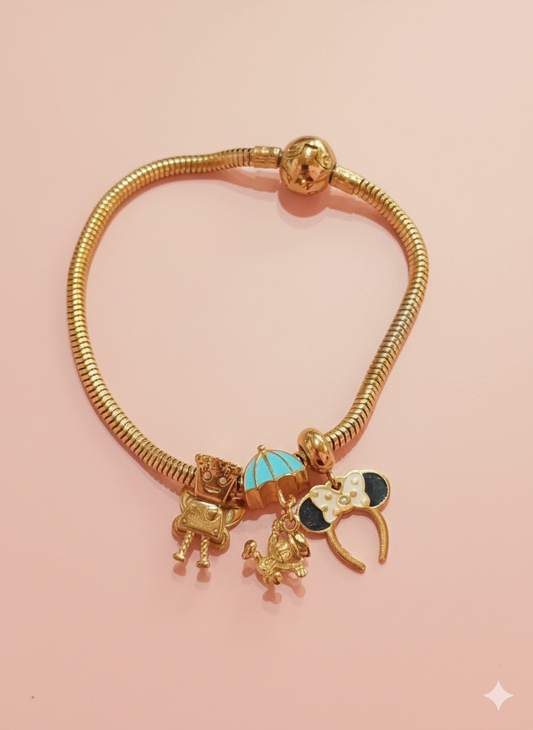 Pulsera dorada Mickey