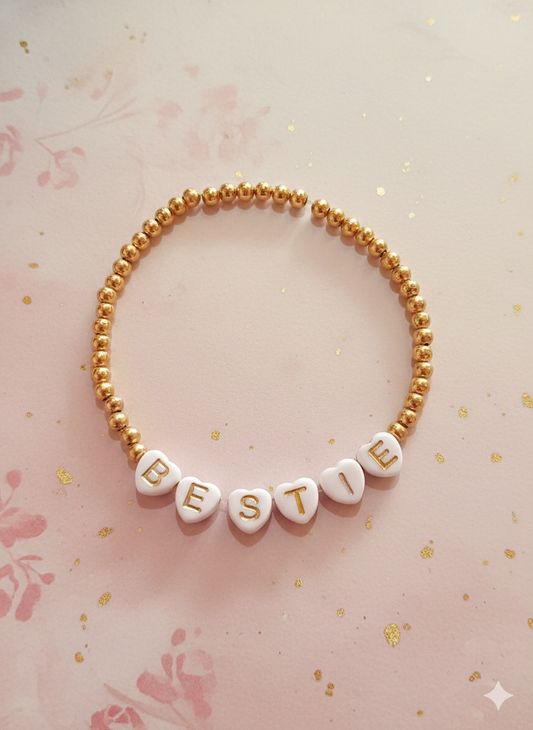 Pulsera BESTIE cuentas doradas