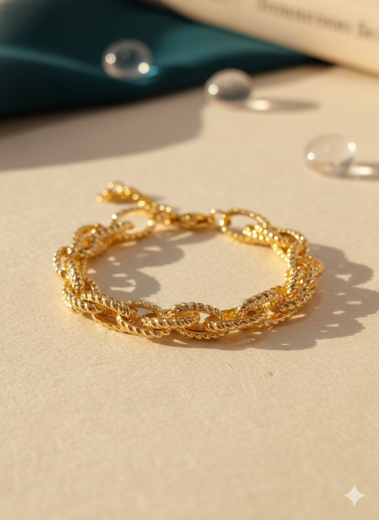 Pulsera Eslabón doble dorada